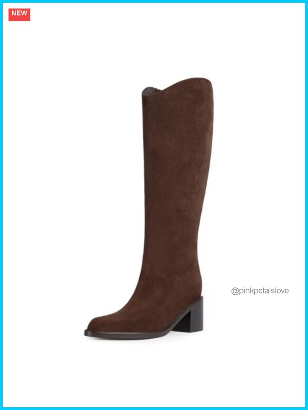 Knee High Boots Pointed Toe Tall Chunky Block Heel Faux Suede